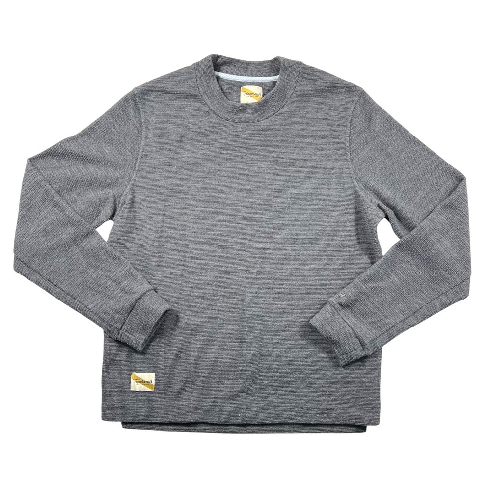 Tracksmith Rapid Transit Crew Top Medium Grey Merino Wool Running Fall Cozy EUC